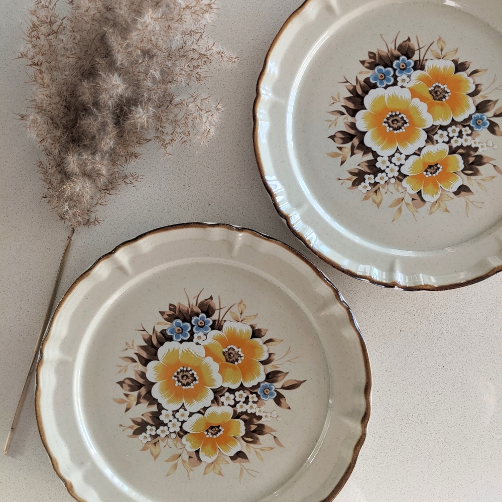 Vintage 1970s Spring floral pattern dinner plate